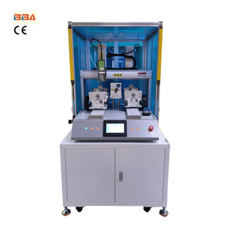 Máquina de aparafusar de cabeça dupla (dianteira e traseira) estilo gabinete; acessório personalizado com mecanismo giratório para fixação; adequado para produtos plásticos; Fabricante chinês.