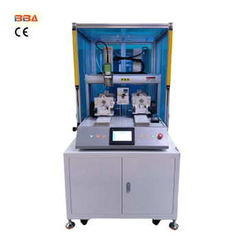Máquina de aparafusar de cabeça dupla (dianteira e traseira) estilo gabinete; acessório personalizado com mecanismo giratório para fixação; adequado para produtos plásticos; Fabricante chinês.